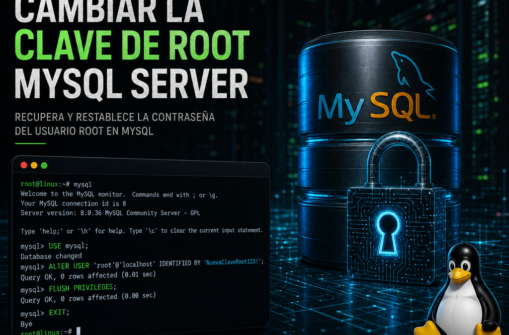 Como cambiar la clave de root MySQL Server en Linux Debian, Ubuntu y más