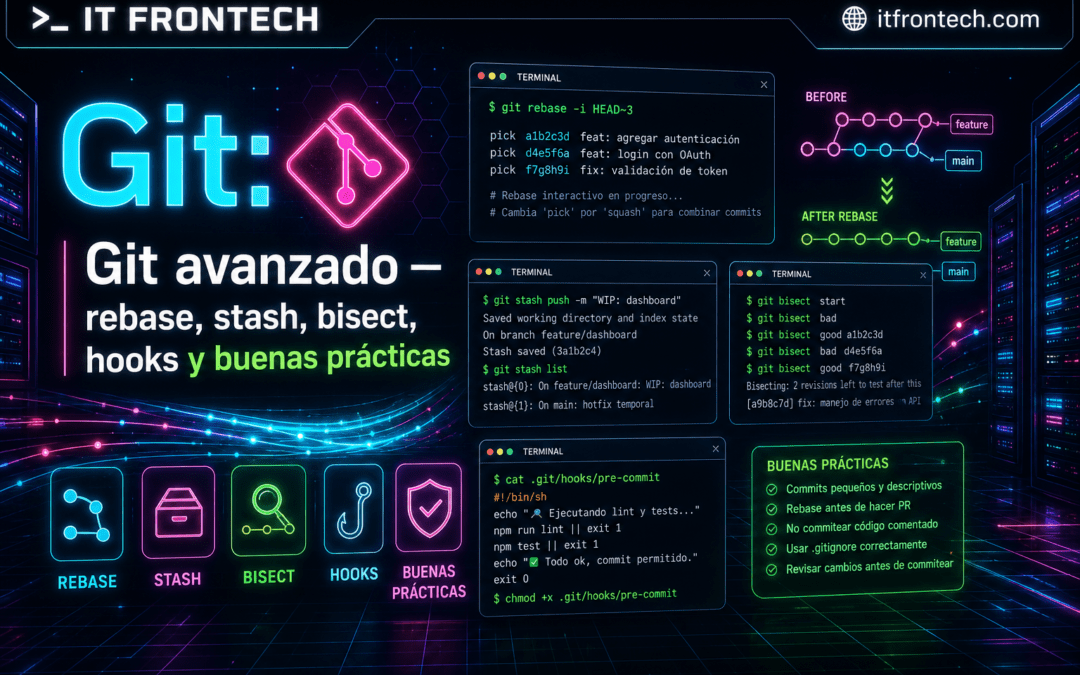 Git: Git avanzado — rebase, stash, bisect, hooks y buenas prácticas
