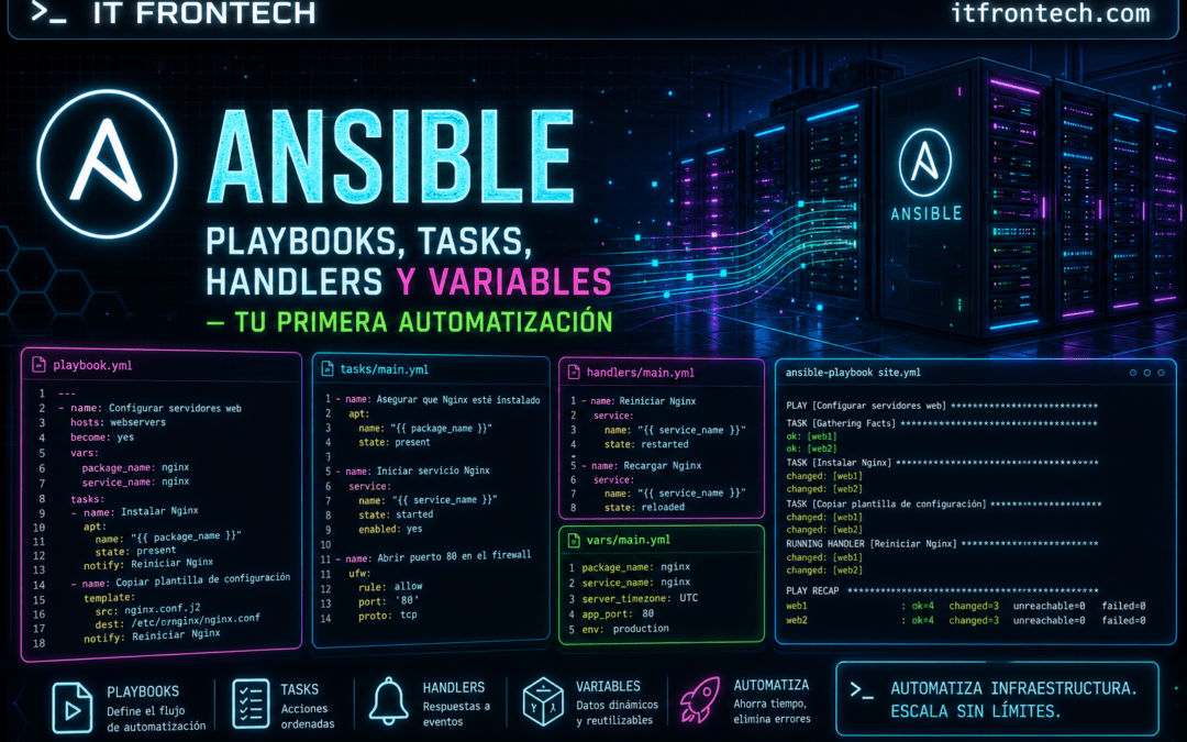 Ansible: Playbooks, tasks, handlers y variables — tu primera automatización