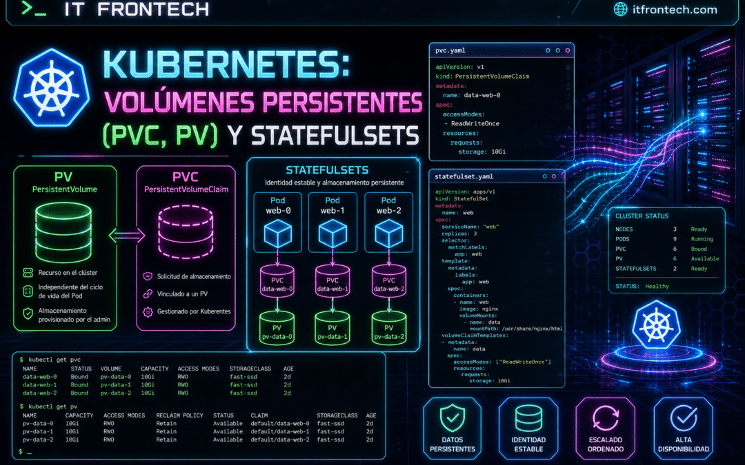 Kubernetes: Volúmenes persistentes (PVC, PV) y StatefulSets